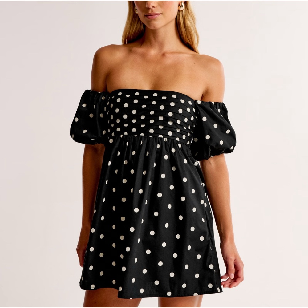 Abercrombie polka dot off the shoulder dress